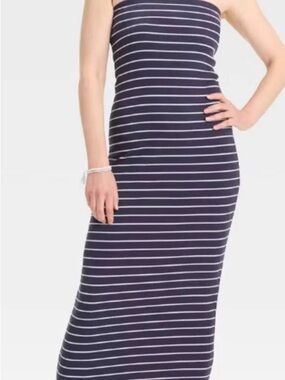 a new day Navy and White Strapless Maxi Dress